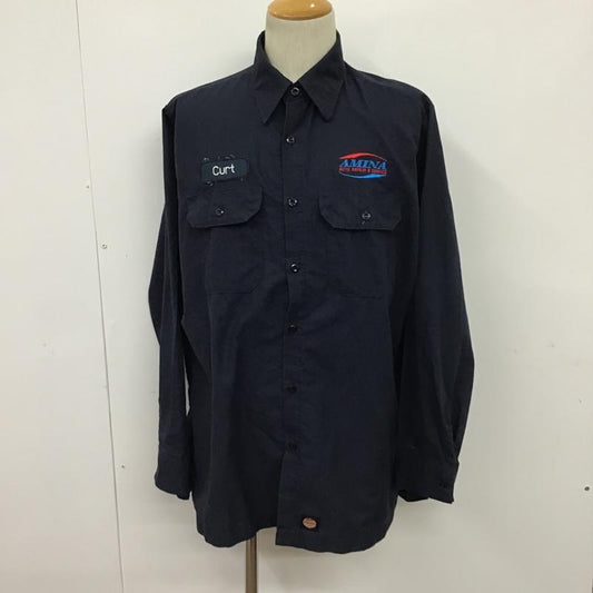 レッドキャップ RED KAP シャツ、ブラウス 長袖 ワークシャツ L 無地 紺 / ネイビー /  メンズ USED 古着 中古 10085082