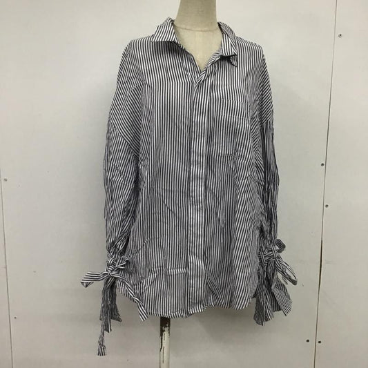 ジーナシス JEANASIS シャツ、ブラウス 長袖 JS070950MC スキッパーシャツ FREE ストライプ 白 / ホワイト / X 紺 / ネイビー /  レディース USED 古着 中古 10085135