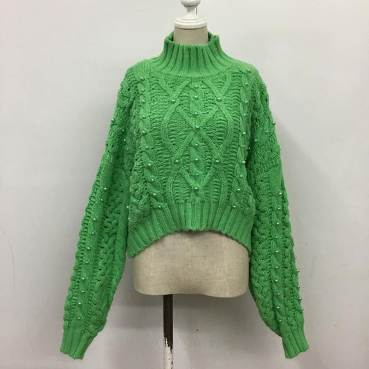 ザラ ZARA ニット、セーター 長袖 M 無地 緑 / グリーン /  レディース USED 古着 中古 10085290