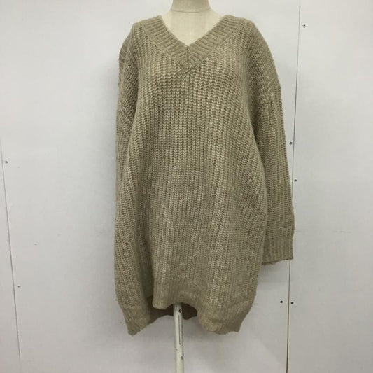 アズールバイマウジー AZUL BY MOUSSY ニット、セーター 長袖 250CAC73-432I 前後Vネックチュニックニット L 無地 ベージュ / ベージュ /  レディース USED 古着 中古 10085505