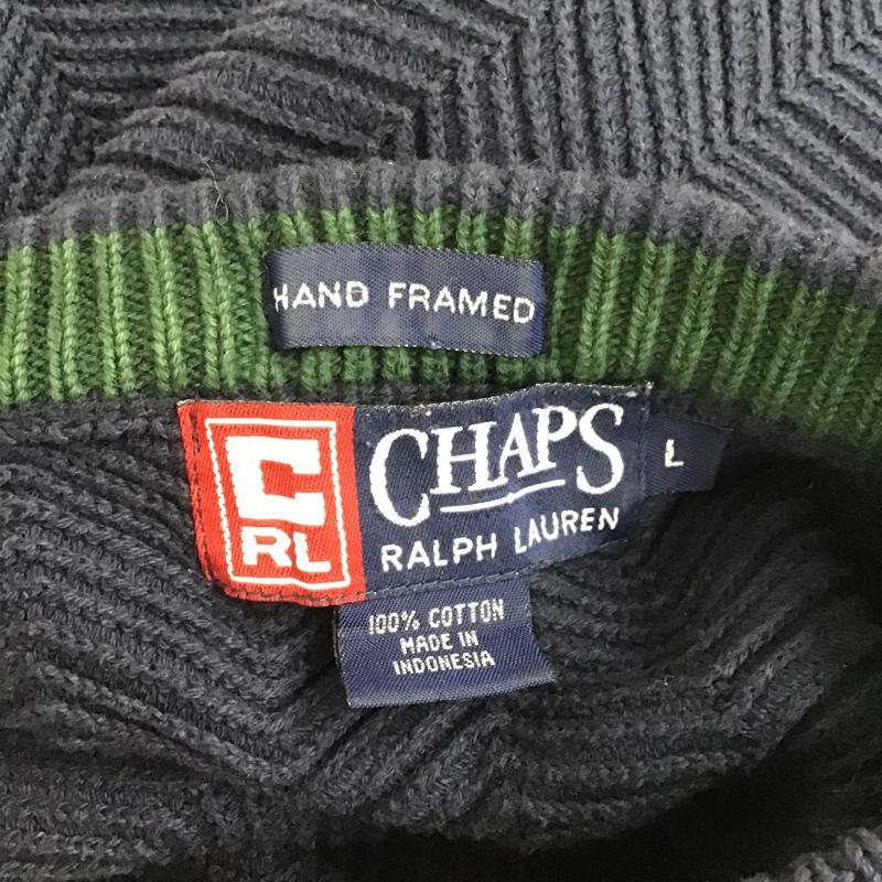 チャップス CHAPS ニット、セーター 長袖 コットン L ワンポイント 紺 / ネイビー /  メンズ USED 古着 中古 10085572