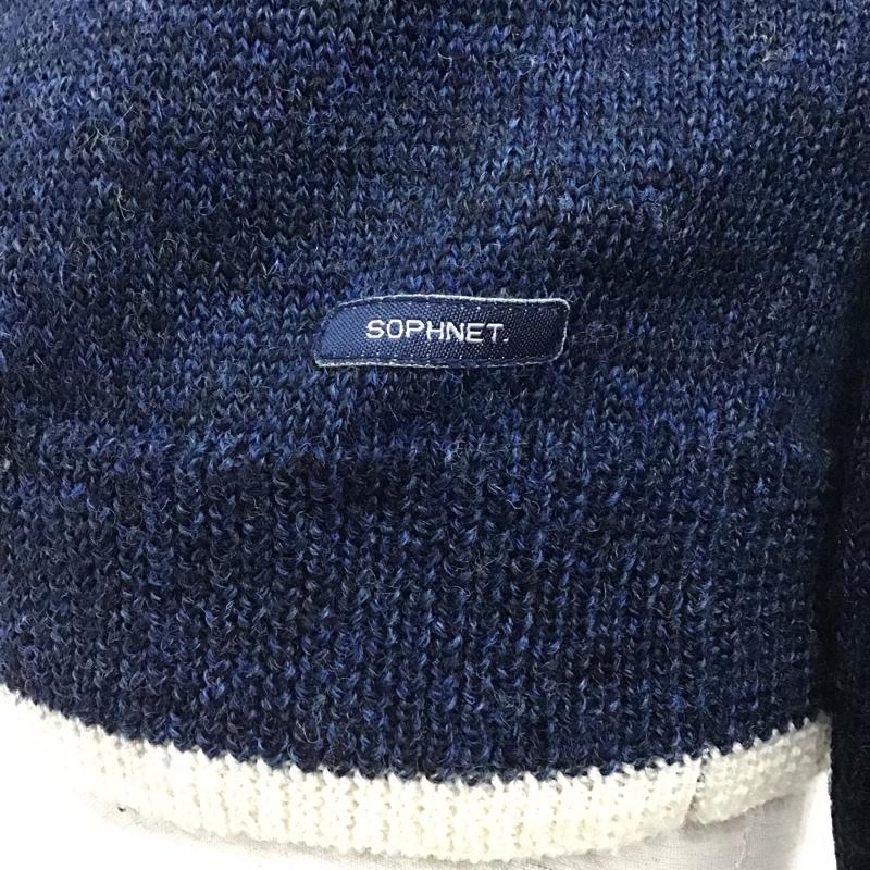 ソフネット SOPHNET. ニット、セーター 長袖 SOPH-112092 M 無地 紺 / ネイビー / X 白 / ホワイト /  メンズ USED 古着 中古 10085608