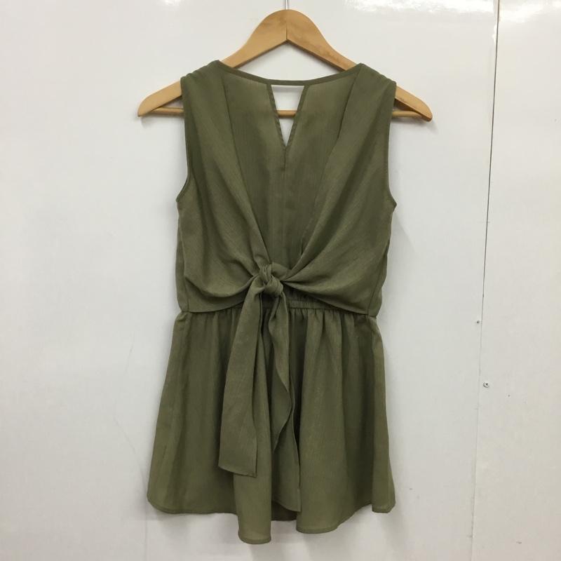 アズールバイマウジー AZUL BY MOUSSY タンクトップ タンクトップ 250ESB30-600E BACK RIBBON PEPLUM TOP バックリボンペプラムトップ S 無地 カーキ / カーキ /  レディース USED 古着 中古 10085981