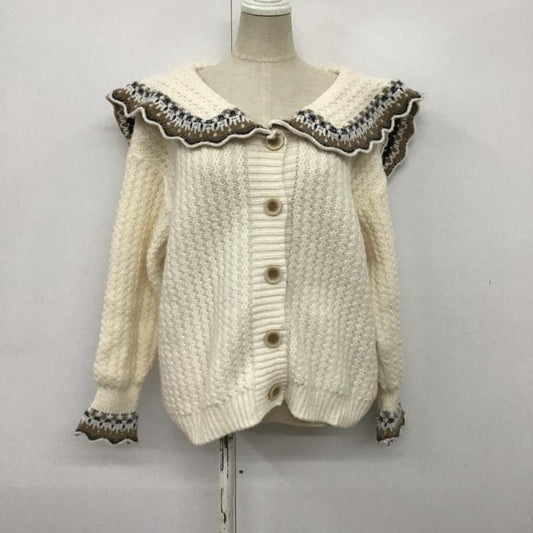 古着 USED カーディガン 長袖 ビッグカラー セーラーカラー 無地 白 / ホワイト / X ベージュ / ベージュ / X 紺 / ネイビー /  レディース USED 古着 中古 10086102