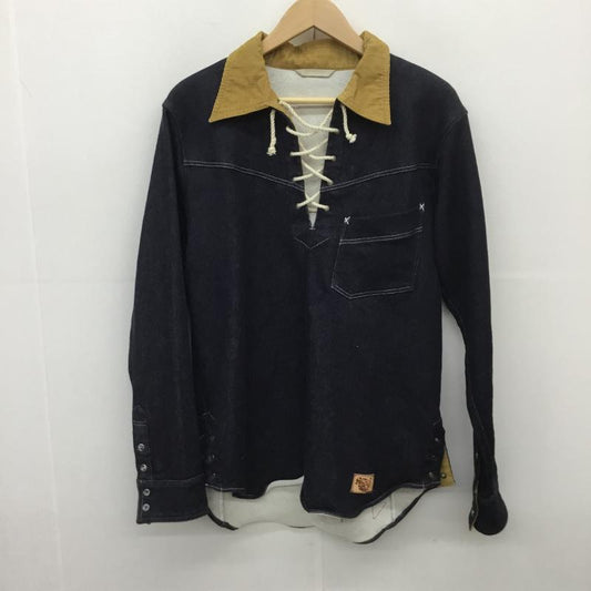 バーンアウト Burnout シャツ、ブラウス 長袖 スウェット スキッパー シャツ M インディゴ / インディゴ /  メンズ USED 古着 中古 10086215