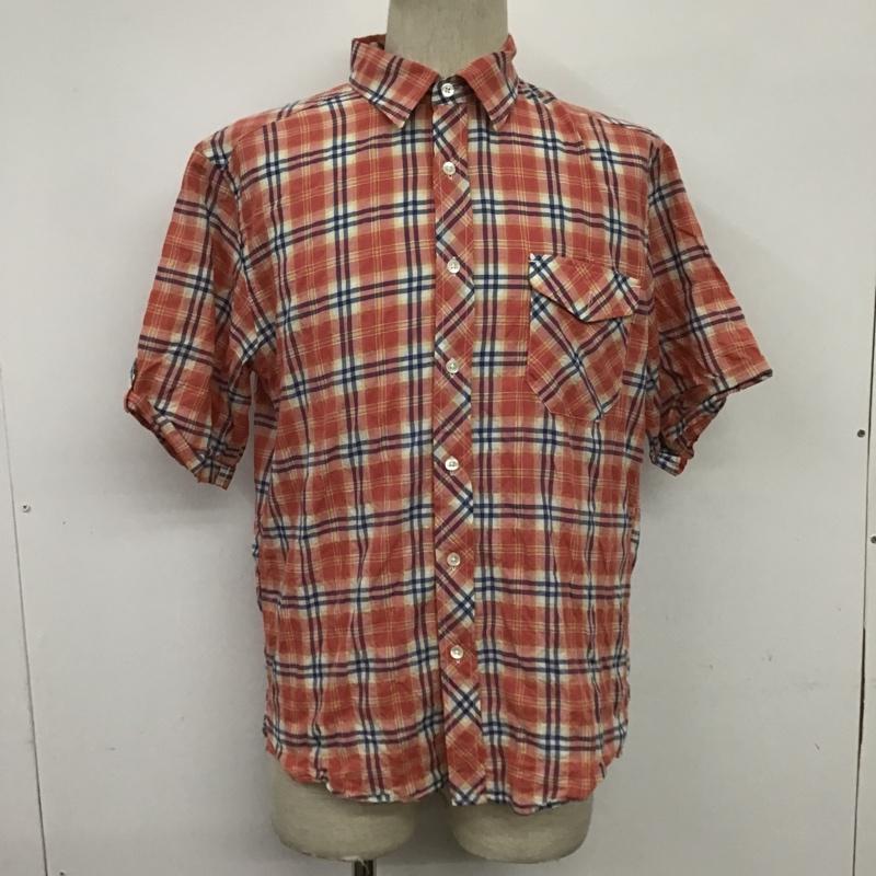 グリーンレーベルリラクシング green label relaxing シャツ、ブラウス 半袖 3216-166-0316 L チェック 赤 / レッド / X 白 / ホワイト / X 紺 / ネイビー /  メンズ USED 古着 中古 10086256