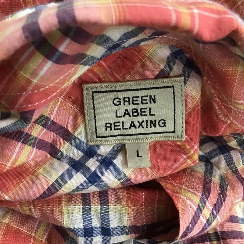 グリーンレーベルリラクシング green label relaxing シャツ、ブラウス 半袖 3216-166-0316 L チェック 赤 / レッド / X 白 / ホワイト / X 紺 / ネイビー /  メンズ USED 古着 中古 10086256