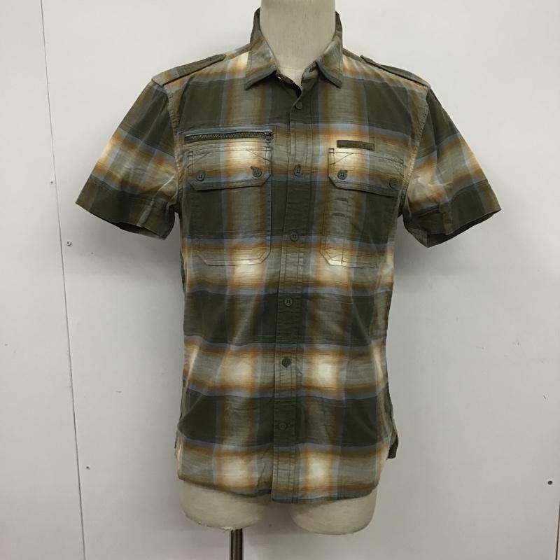 ディーゼル DIESEL シャツ、ブラウス 半袖 M チェック カーキ / カーキ / X ベージュ / ベージュ / X 水色 / ライトブルー /  メンズ USED 古着 中古 10086273