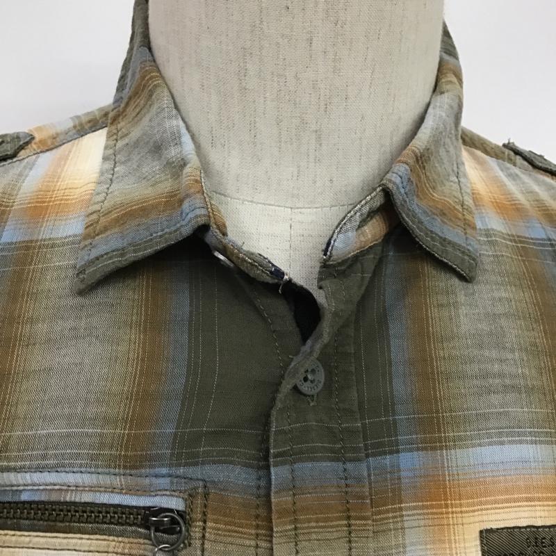 ディーゼル DIESEL シャツ、ブラウス 半袖 M チェック カーキ / カーキ / X ベージュ / ベージュ / X 水色 / ライトブルー /  メンズ USED 古着 中古 10086273