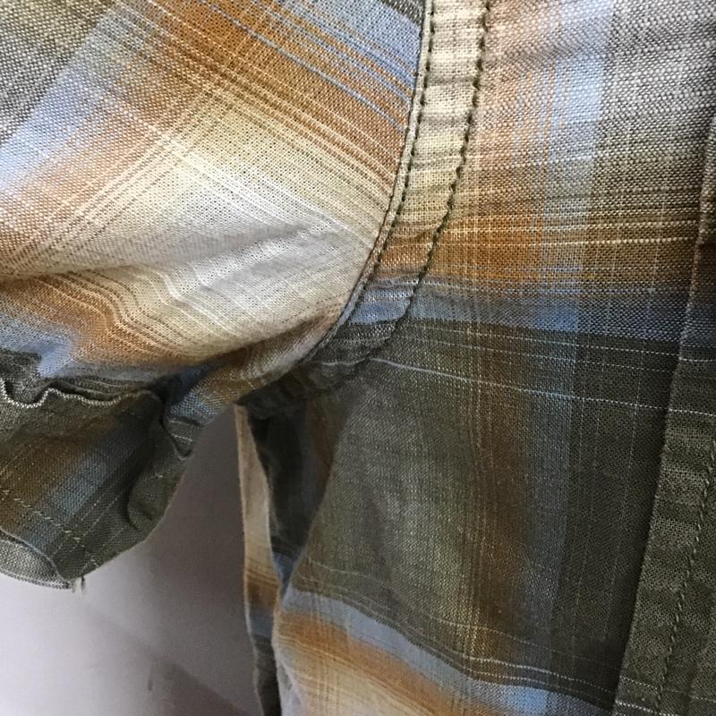 ディーゼル DIESEL シャツ、ブラウス 半袖 M チェック カーキ / カーキ / X ベージュ / ベージュ / X 水色 / ライトブルー /  メンズ USED 古着 中古 10086273