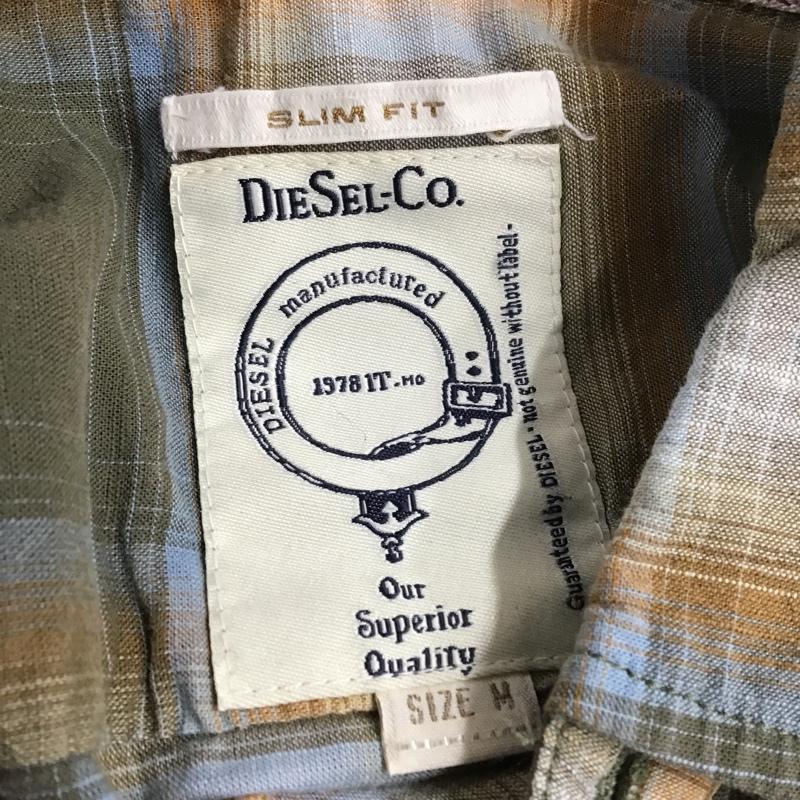 ディーゼル DIESEL シャツ、ブラウス 半袖 M チェック カーキ / カーキ / X ベージュ / ベージュ / X 水色 / ライトブルー /  メンズ USED 古着 中古 10086273