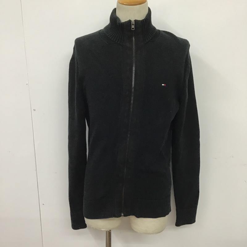 トミーヒルフィガー TOMMY HILFIGER カーディガン 長袖 L 無地 黒 / ブラック /  メンズ USED 古着 中古 10086422