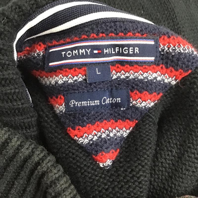 トミーヒルフィガー TOMMY HILFIGER カーディガン 長袖 L 無地 黒 / ブラック /  メンズ USED 古着 中古 10086422