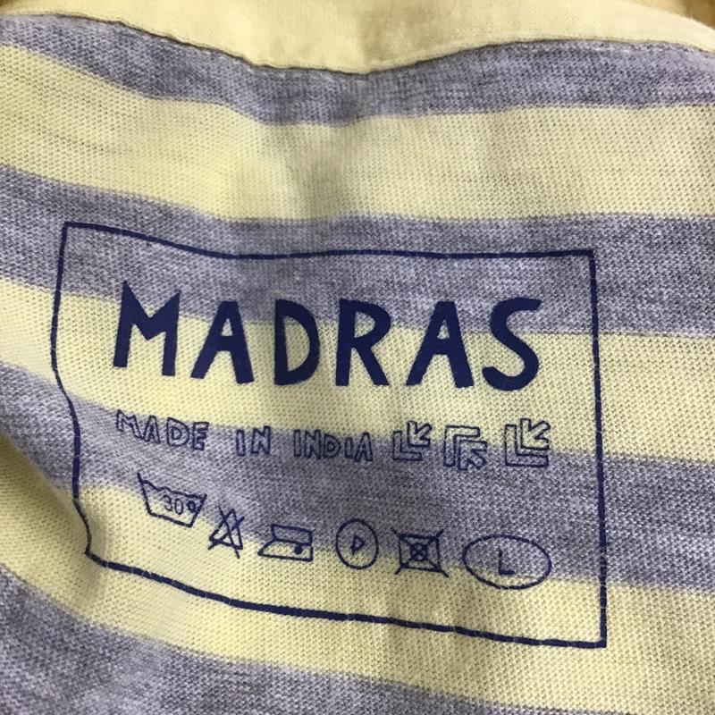 マドラス madras ポロシャツ 半袖 L ボーダー柄 灰 / グレー / X 黄 / イエロー /  メンズ USED 古着 中古 10086473