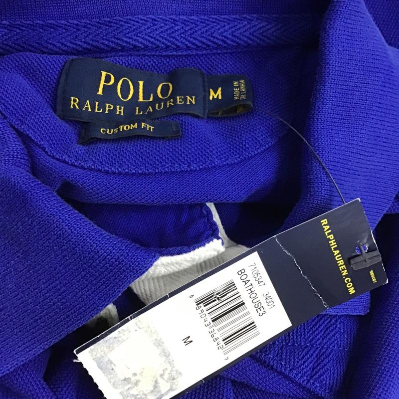 ポロラルフローレン POLO RALPH LAUREN ポロシャツ 半袖 ブルドック M ロゴ、文字 青 / ブルー /  メンズ USED 古着 中古 10086477