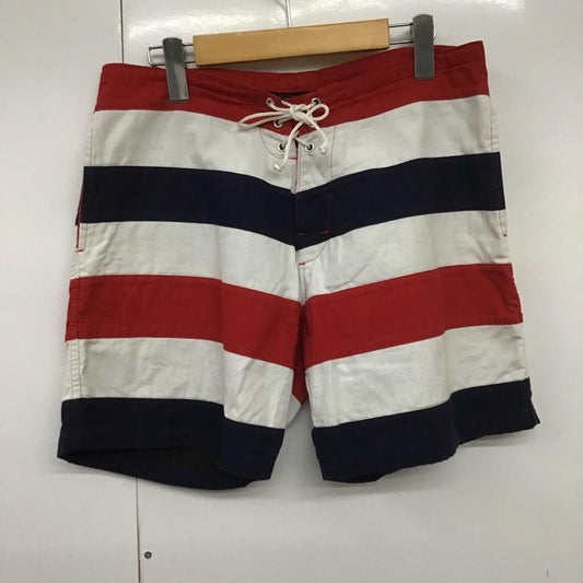 古着 USED パンツ ショートパンツ NALUTO TRUNKS サーフトランクス 32 ボーダー柄 白 / ホワイト / X 赤 / レッド / X 紺 / ネイビー /  メンズ USED 古着 中古 10086490