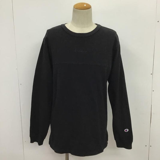 チャンピオン Champion Tシャツ 長袖 L 無地 黒 / ブラック /  メンズ USED 古着 中古 10086551