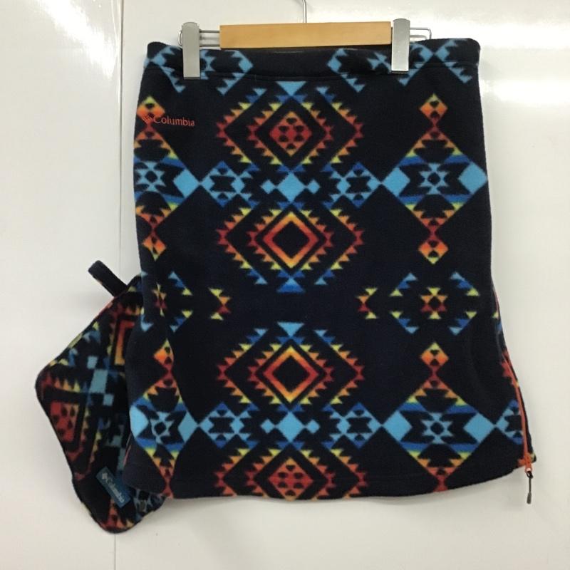 コロンビア Columbia スカート ひざ丈スカート 211 PL5399 バックアイスプリングスカート フリース M 総柄 紺 / ネイビー /  レディース USED 古着 中古 10086813