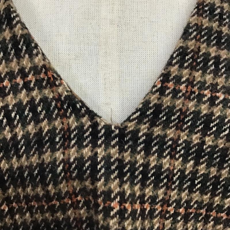 カスタネ Kastane カットソー 長袖 K194514-21 Vネック FREE チェック 黒 / ブラック / X 茶 / ブラウン / X ベージュ / ベージュ / X 橙 / オレンジ / X 緑 / グリーン /  レディース USED 古着 中古 10086822