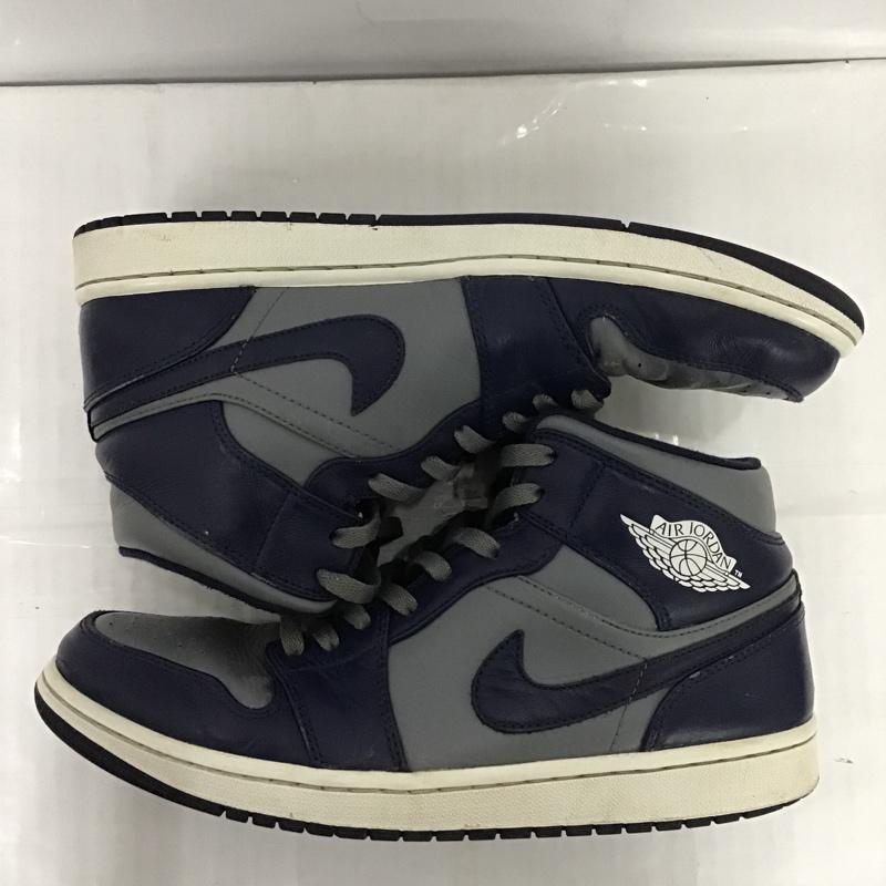 ナイキ NIKE スニーカー スニーカー 554724-006 AIR JORDAN 1 MID 28.5cm 28.5cm ワンポイント 灰 / グレー / X 紺 / ネイビー /  メンズ USED 古着 中古 10086941
