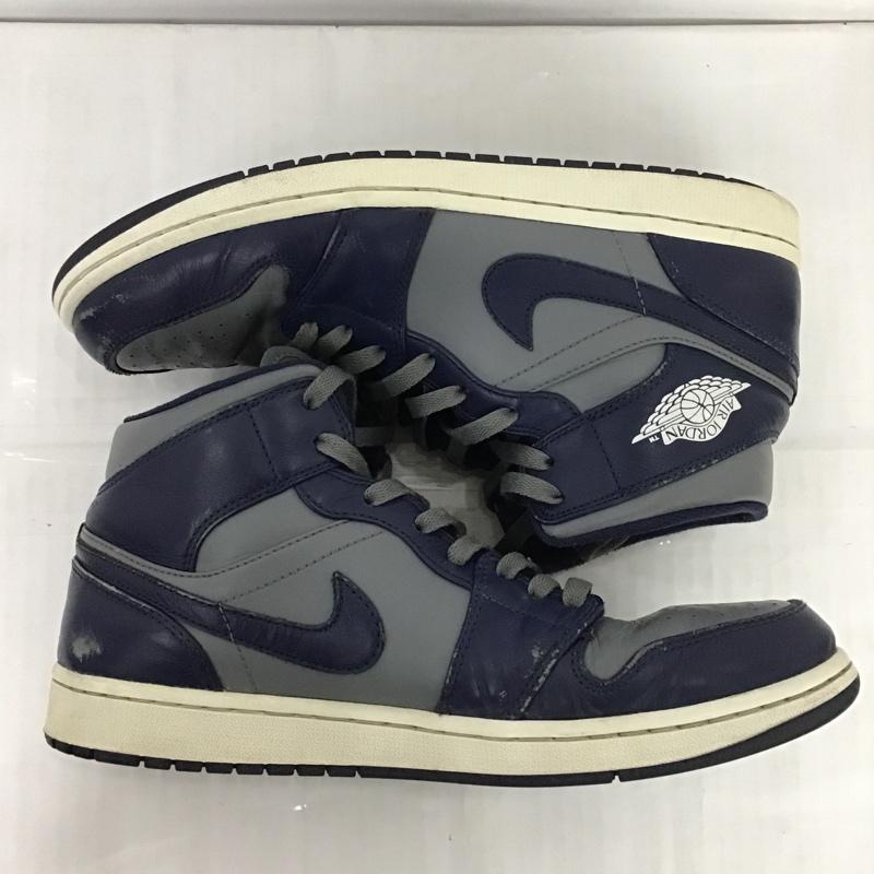 ナイキ NIKE スニーカー スニーカー 554724-006 AIR JORDAN 1 MID 28.5cm 28.5cm ワンポイント 灰 / グレー / X 紺 / ネイビー /  メンズ USED 古着 中古 10086941