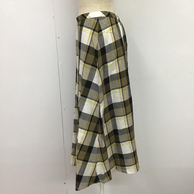 シップス SHIPS スカート ロングスカート ミモレ丈 38 チェック 白 / ホワイト / X 黒 / ブラック / X 茶 / ブラウン / X 黄 / イエロー /  レディース USED 古着 中古 10087107