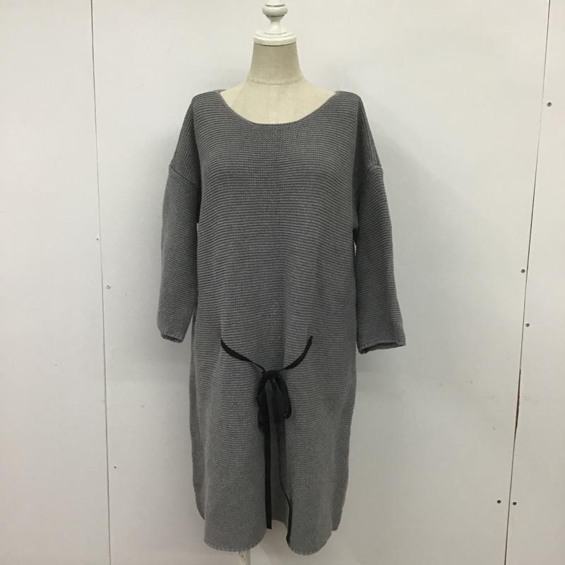 グリーンレーベルリラクシング green label relaxing ワンピース ひざ丈スカート 3526-105-1595 無地 灰 / グレー /  レディース USED 古着 中古 10087249
