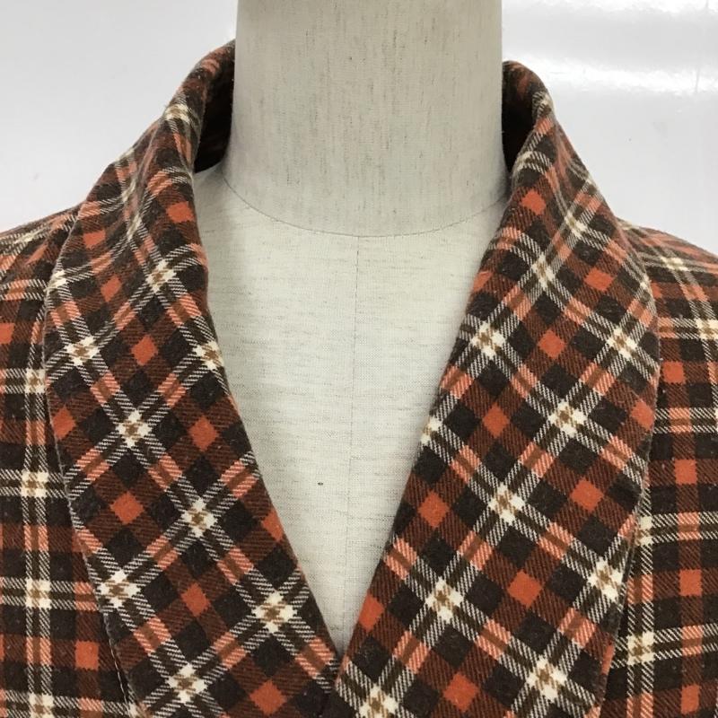 ジェーシーペニー JCPENNEY カーディガン 長袖 ガウン チェック 橙 / オレンジ / X 茶 / ブラウン / X 白 / ホワイト / X ダークブラウン / ダークブラウン /  メンズ USED 古着 中古 10087257