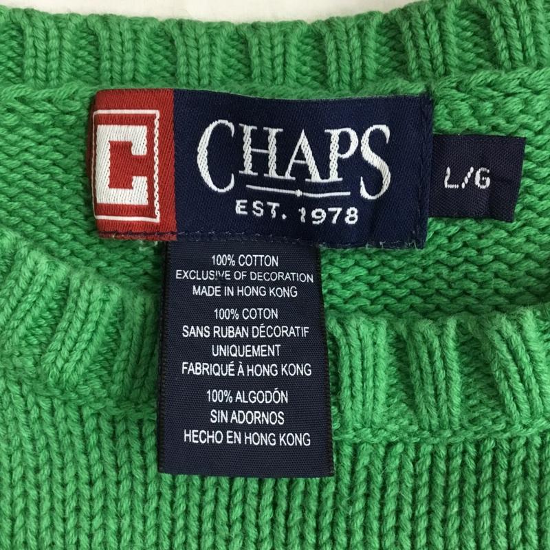 チャップス CHAPS ニット、セーター 長袖 コットン L ワンポイント 緑 / グリーン /  メンズ USED 古着 中古 10087282