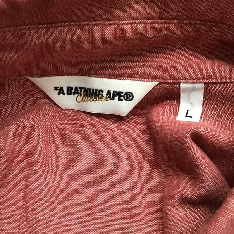 アベイシングエイプ A BATHING APE シャツ、ブラウス 長袖 ウエスタンシャツ L 刺繍 赤 / レッド /  メンズ USED 古着 中古 10087530