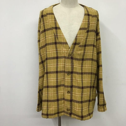 ケボズ KEBOZ カーディガン 長袖 Vネック XL チェック マスタード / マスタード /  メンズ USED 古着 中古 10087569