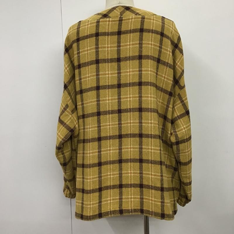 ケボズ KEBOZ カーディガン 長袖 Vネック XL チェック マスタード / マスタード /  メンズ USED 古着 中古 10087569