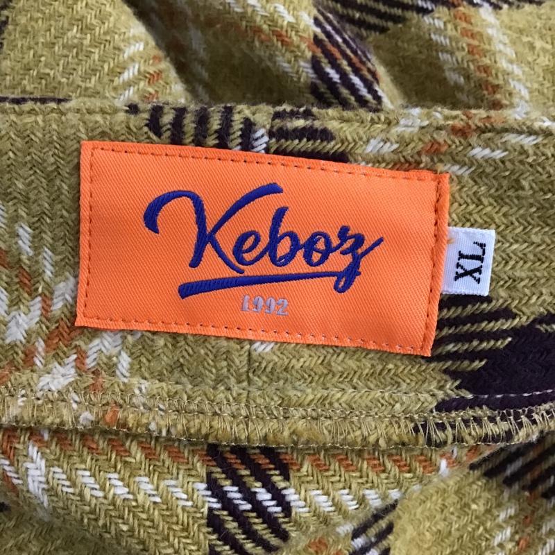 ケボズ KEBOZ カーディガン 長袖 Vネック XL チェック マスタード / マスタード /  メンズ USED 古着 中古 10087569