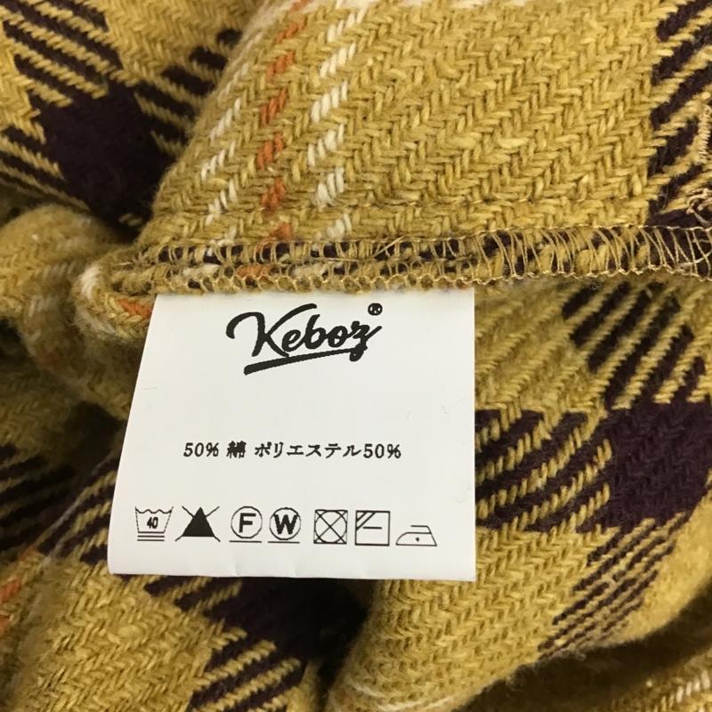 ケボズ KEBOZ カーディガン 長袖 Vネック XL チェック マスタード / マスタード /  メンズ USED 古着 中古 10087569