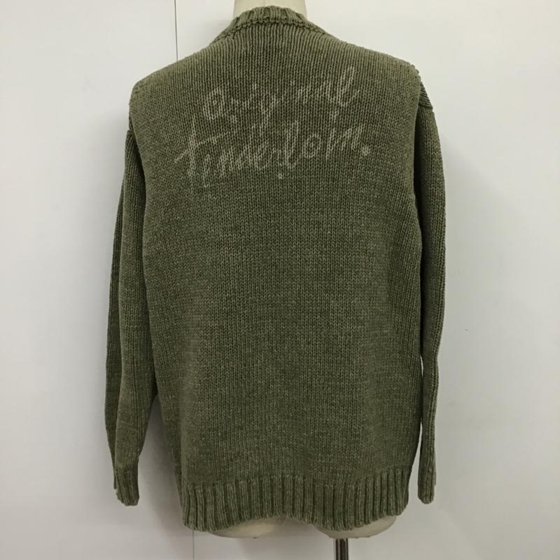 テンダーロイン TENDERLOIN ニット、セーター 長袖 コットンニット Vネック M ロゴ、文字 カーキ / カーキ /  メンズ USED 古着 中古 10087585