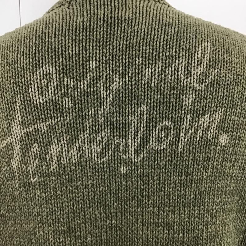 テンダーロイン TENDERLOIN ニット、セーター 長袖 コットンニット Vネック M ロゴ、文字 カーキ / カーキ /  メンズ USED 古着 中古 10087585