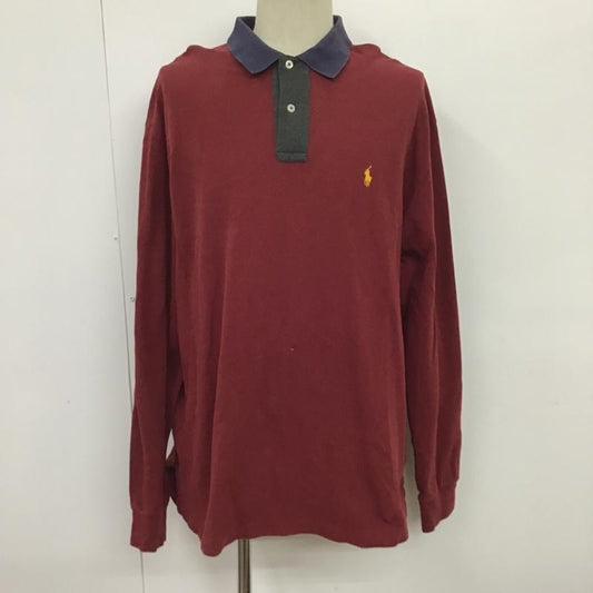ポロバイラルフローレン Polo by RALPH LAUREN ポロシャツ 長袖 XL ワンポイント えんじ / ワインレッド / X 紺 / ネイビー /  メンズ USED 古着 中古 10087614