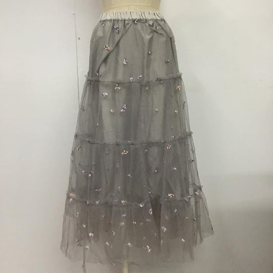 ダズリン dazzlin スカート ひざ丈スカート 刺繍　チュールスカート FREE 刺繍 灰 / グレー /  レディース USED 古着 中古 10087689