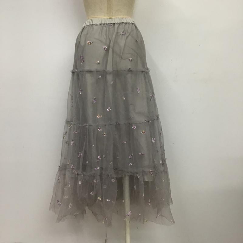 ダズリン dazzlin スカート ひざ丈スカート 刺繍　チュールスカート FREE 刺繍 灰 / グレー /  レディース USED 古着 中古 10087689