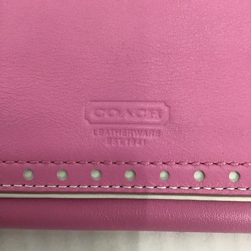 コーチ COACH 財布 長財布 ロゴ、文字 桃 / ピンク / X 白 / ホワイト /  レディース USED 古着 中古 10087842