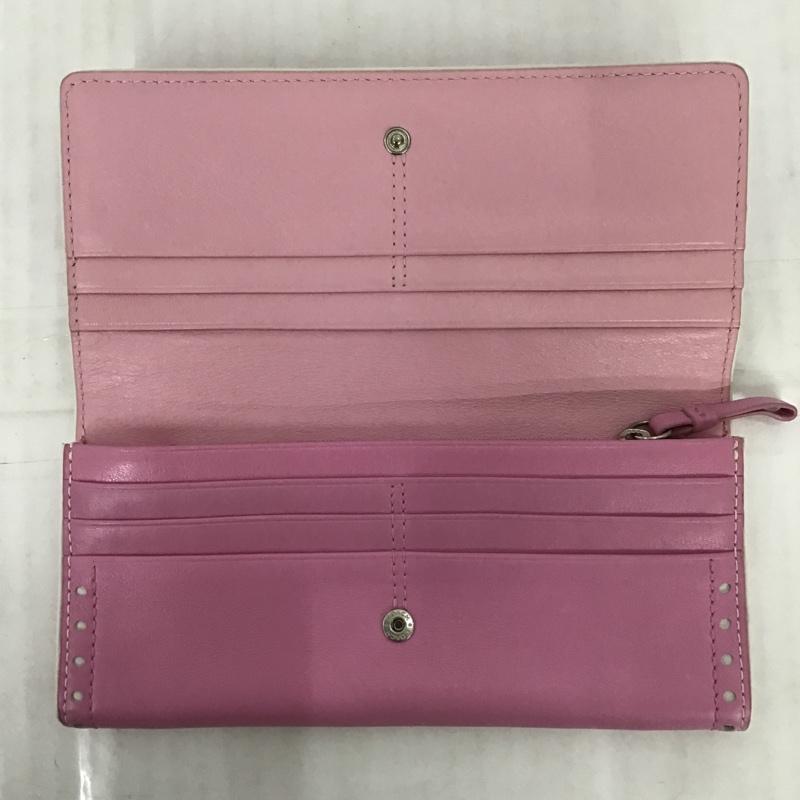 コーチ COACH 財布 長財布 ロゴ、文字 桃 / ピンク / X 白 / ホワイト /  レディース USED 古着 中古 10087842