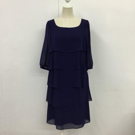 ナチュラルビューティーベーシック NATURAL BEAUTY BASIC ワンピース ひざ丈スカート 017-240015 ティアードワンピース S 無地 青 / ブルー /  レディース USED 古着 中古 10087941