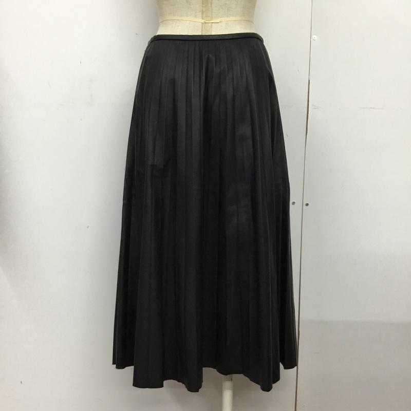 イネド INED スカート ひざ丈スカート 71-63152023 合皮 フェイクレザー プリーツスカート 無地 黒 / ブラック /  レディース USED 古着 中古 10088112