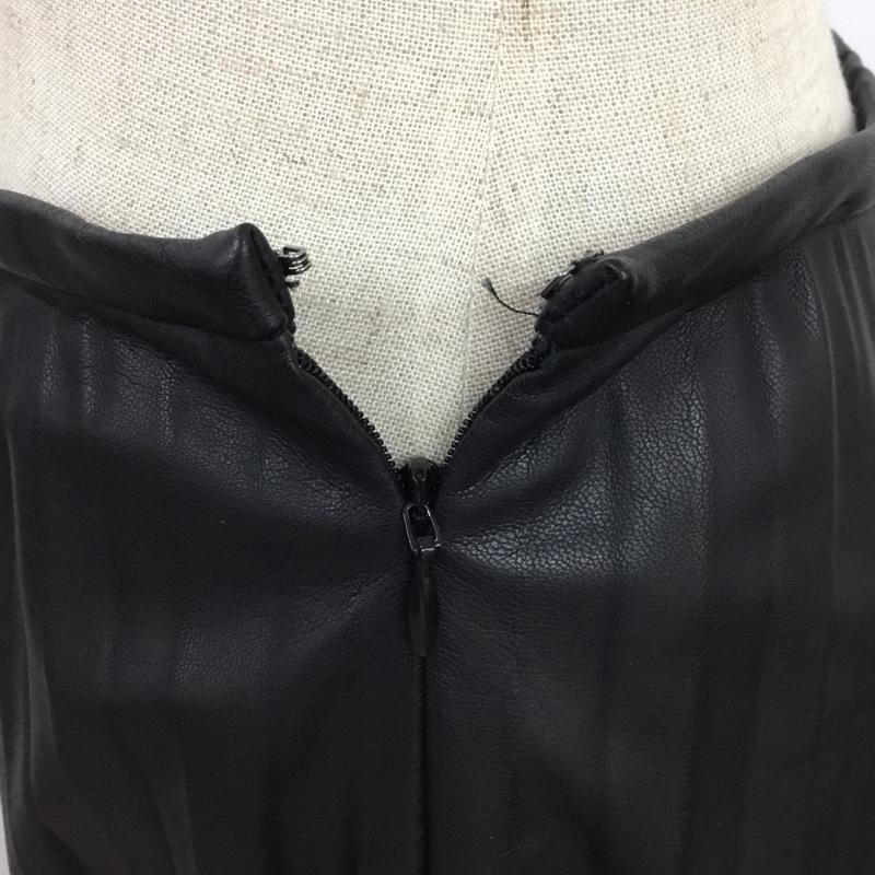 イネド INED スカート ひざ丈スカート 71-63152023 合皮 フェイクレザー プリーツスカート 無地 黒 / ブラック /  レディース USED 古着 中古 10088112