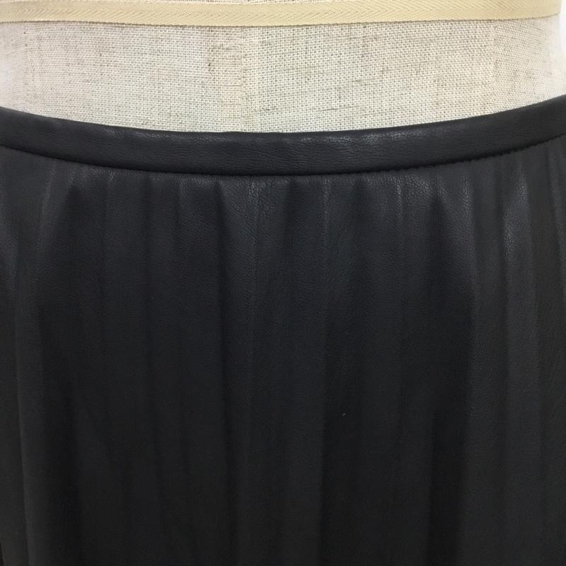 イネド INED スカート ひざ丈スカート 71-63152023 合皮 フェイクレザー プリーツスカート 無地 黒 / ブラック /  レディース USED 古着 中古 10088112