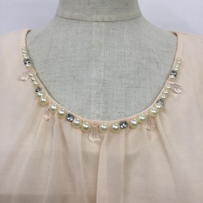 エフデ ef-de カットソー 半袖 51-42190056 ビシュー付き 9 無地 橙 / オレンジ /  レディース USED 古着 中古 10088250