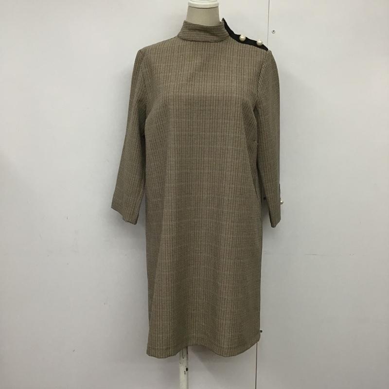 ザラベーシック ZARA BASIC ワンピース ミニスカート 3564 056 756 モックネック 七分袖 XS 千鳥格子 ベージュ / ベージュ / X 黒 / ブラック / X 茶 / ブラウン / X 紫 / パープル /  レディース USED 古着 中古 10088446