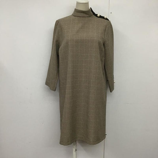 ザラベーシック ZARA BASIC ワンピース ミニスカート 3564 056 756 モックネック 七分袖 XS 千鳥格子 ベージュ / ベージュ / X 黒 / ブラック / X 茶 / ブラウン / X 紫 / パープル /  レディース USED 古着 中古 10088446