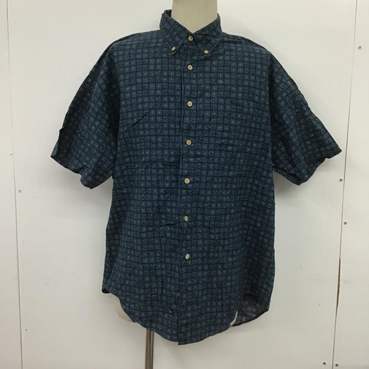 チャップスラルフローレン CHAPSRALPHLAUREN シャツ、ブラウス 半袖 ボタンダウン L 総柄 紺 / ネイビー /  メンズ USED 古着 中古 10088570
