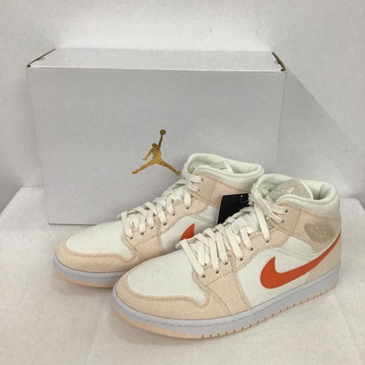 ナイキ NIKE スニーカー スニーカー DA8009-108 WMNS AIR JORDAN 1 MID SE 28.5cm 箱有 28.5cm ワンポイント 白 / ホワイト / X 橙 / オレンジ /  メンズ USED 古着 中古 10088718